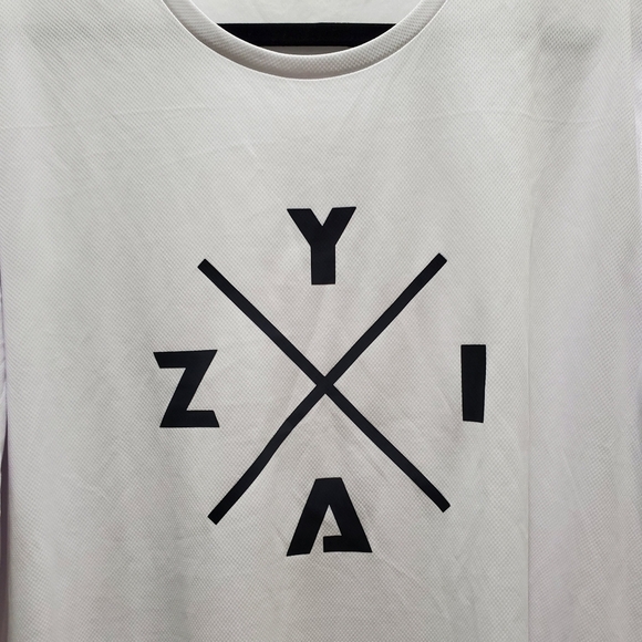 ZYIA ACTIVE WHITE ATHLETIC T-SHIRT BLACK GRAPHIC MEN SIZE XXL GYM ACTIVE WORKOUT - Picture 2 of 10